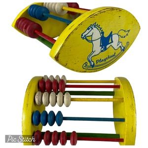 Vintage Wooden Playskool Mathematic Abacus Math Learning Simple Montessori Kid